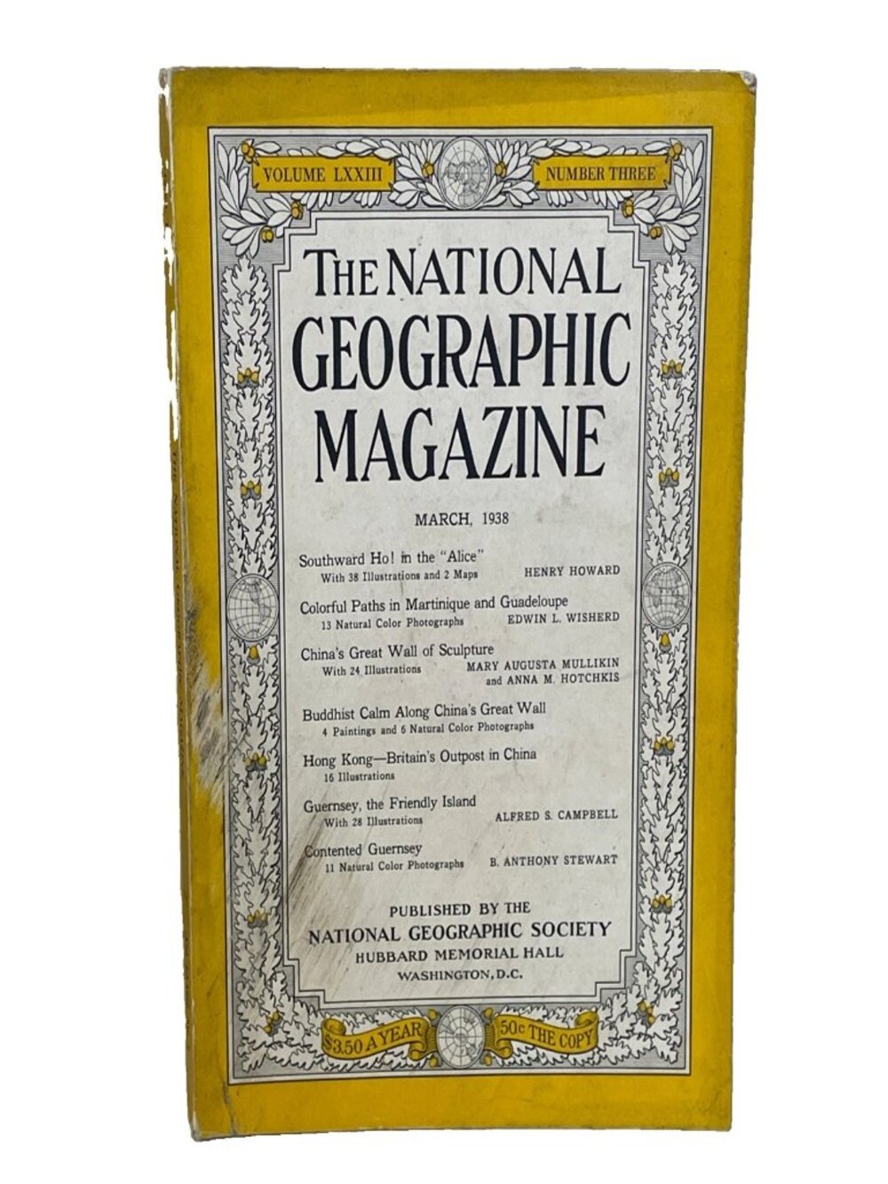 National Geographic March 1938 Vol 73 No 3 China Great Wall Hong Kong Guernsey